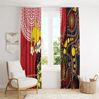 Papua New Guinea And Australia Aboriginal Window Curtain Bird Of Paradise And Kangaroo Together LT05 - Polynesian Pride
