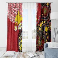 Papua New Guinea And Australia Aboriginal Window Curtain Bird Of Paradise And Kangaroo Together LT05 - Polynesian Pride