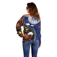 Samoa And Australia Together Off Shoulder Sweater Aboriginal Mix Polynesian