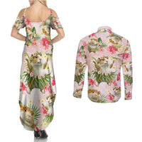 Hawaii Guinea Hula Pig Couples Matching Summer Maxi Dress and Long Sleeve Button Shirt Funny Tropical Style LT05 - Polynesian Pride
