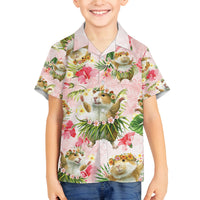 Hawaii Guinea Hula Pig Family Matching Puletasi and Hawaiian Shirt Funny Tropical Style LT05 Son's Shirt Pink - Polynesian Pride