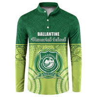Personalised Ballantine Memorial School Button Sweatshirt With Fijian Tapa Pattern
