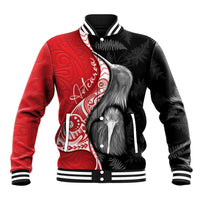 New Zealand Aotearoa Baseball Jacket Kiwi Fern Maori Pattern Red Version LT05 Unisex Red - Polynesian Pride