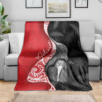 New Zealand Aotearoa Blanket Kiwi Fern Maori Pattern Red Version