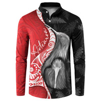 New Zealand Aotearoa Button Sweatshirt Kiwi Fern Maori Pattern Red Version LT05 Red - Polynesian Pride