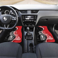 New Zealand Aotearoa Car Mats Kiwi Fern Maori Pattern Red Version LT05 Set 2pcs - Front Red - Polynesian Pride