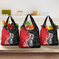New Zealand Aotearoa Grocery Bag Kiwi Fern Maori Pattern Red Version LT05 3-pack One Size Red - Polynesian Pride