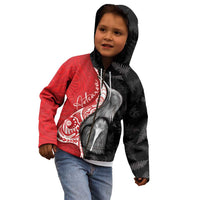 New Zealand Aotearoa Kid Hoodie Kiwi Fern Maori Pattern Red Version