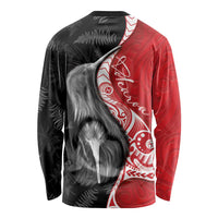 New Zealand Aotearoa Long Sleeve Shirt Kiwi Fern Maori Pattern Red Version LT05 - Polynesian Pride