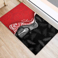 New Zealand Aotearoa Rubber Doormat Kiwi Fern Maori Pattern Red Version LT05 - Polynesian Pride