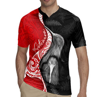 New Zealand Aotearoa Rugby Jersey Kiwi Fern Maori Pattern Red Version