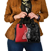 New Zealand Aotearoa Shoulder Handbag Kiwi Fern Maori Pattern Red Version