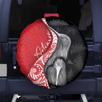 New Zealand Aotearoa Spare Tire Cover Kiwi Fern Maori Pattern Red Version