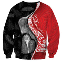 New Zealand Aotearoa Sweatshirt Kiwi Fern Maori Pattern Red Version LT05 - Polynesian Pride