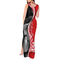 New Zealand Aotearoa Tank Maxi Dress Kiwi Fern Maori Pattern Red Version