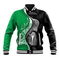 New Zealand Aotearoa Baseball Jacket Kiwi Fern Maori Pattern Green Version LT05 Unisex Green - Polynesian Pride