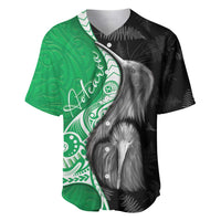 New Zealand Aotearoa Baseball Jersey Kiwi Fern Maori Pattern Green Version