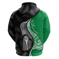 New Zealand Aotearoa Hoodie Kiwi Fern Maori Pattern Green Version