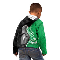 New Zealand Aotearoa Kid Hoodie Kiwi Fern Maori Pattern Green Version