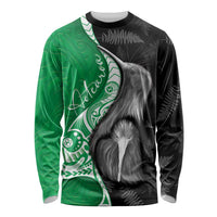 New Zealand Aotearoa Long Sleeve Shirt Kiwi Fern Maori Pattern Green Version LT05 Unisex Green - Polynesian Pride