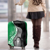 New Zealand Aotearoa Luggage Cover Kiwi Fern Maori Pattern Green Version