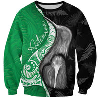 New Zealand Aotearoa Sweatshirt Kiwi Fern Maori Pattern Green Version LT05 Unisex Green - Polynesian Pride