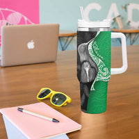 New Zealand Aotearoa Tumbler With Handle Kiwi Fern Maori Pattern Green Version