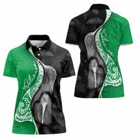 New Zealand Aotearoa Women Polo Shirt Kiwi Fern Maori Pattern Green Version