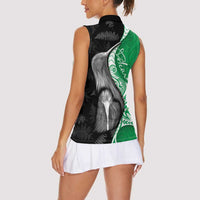 New Zealand Aotearoa Women Sleeveless Polo Shirt Kiwi Fern Maori Pattern Green Version