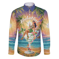 Aloha Hawaii Family Matching Short Sleeve Bodycon Dress and Hawaiian Shirt Hula Martini Tropical Vibes - Polynesian Pride