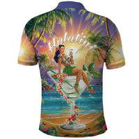 Aloha Hawaii Polo Shirt Hula Martini Tropical Vibes - Polynesian Pride