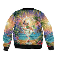 Aloha Hawaii Sleeve Zip Bomber Jacket Hula Martini Tropical Vibes - Polynesian Pride