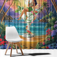 Aloha Hawaii Window Curtain Hula Martini Tropical Vibes - Polynesian Pride