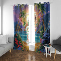 Aloha Hawaii Window Curtain Hula Martini Tropical Vibes - Polynesian Pride