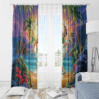 Aloha Hawaii Window Curtain Hula Martini Tropical Vibes - Polynesian Pride
