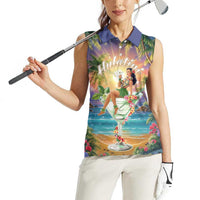 Aloha Hawaii Women Sleeveless Polo Shirt Hula Martini Tropical Vibes - Polynesian Pride