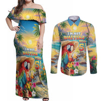Hawaii Parrot Couples Matching Off Shoulder Maxi Dress and Long Sleeve Button Shirt Im Not Waiting Till 5 Oclock LT05 Colorful - Polynesian Pride