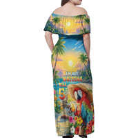 Hawaii Parrot Family Matching Off Shoulder Maxi Dress and Hawaiian Shirt Im Not Waiting Till 5 Oclock