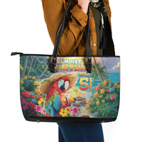 Hawaii Parrot Leather Tote Bag Im Not Waiting Till 5 Oclock LT05 - Polynesian Pride