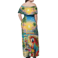 Hawaii Parrot Off Shoulder Maxi Dress Im Not Waiting Till 5 Oclock LT05 - Polynesian Pride
