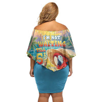 Hawaii Parrot Off Shoulder Short Dress Im Not Waiting Till 5 Oclock