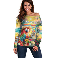 Hawaii Parrot Off Shoulder Sweater Im Not Waiting Till 5 Oclock LT05 Women Colorful - Polynesian Pride