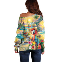 Hawaii Parrot Off Shoulder Sweater Im Not Waiting Till 5 Oclock LT05 - Polynesian Pride