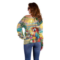 Hawaii Parrot Off Shoulder Sweater Im Not Waiting Till 5 Oclock LT05 - Polynesian Pride