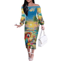 Hawaii Parrot Off The Shoulder Long Sleeve Dress Im Not Waiting Till 5 Oclock