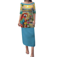 Hawaii Parrot Puletasi Im Not Waiting Till 5 Oclock LT05 Long Dress Colorful - Polynesian Pride