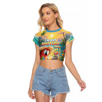 Hawaii Parrot Raglan Cropped T Shirt Im Not Waiting Till 5 Oclock LT05 Female Colorful - Polynesian Pride