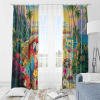 Hawaii Parrot Window Curtain Im Not Waiting Till 5 Oclock LT05 - Polynesian Pride