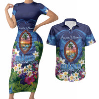 Guam Liberation Day Couples Matching Short Sleeve Bodycon Dress and Hawaiian Shirt Pas Para I Chamoru