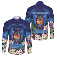 Guam Liberation Day Family Matching Long Sleeve Bodycon Dress and Hawaiian Shirt Pas Para I Chamoru LT05 Dad's Shirt - Long Sleeve Navy - Polynesian Pride